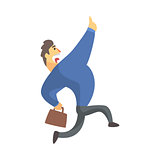 Businessman Top Manager In A Suit Running Screaming, Office Job Situation Illustration