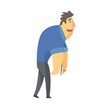 Businessman Top Manager In A Short Sleeve Shirt Sleepwalking, Office Job Situation Illustration
