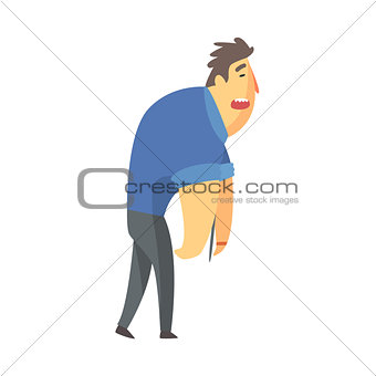 Businessman Top Manager In A Short Sleeve Shirt Sleepwalking, Office Job Situation Illustration