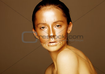 Beauty portrait with foundation makeup over face