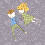 Vector Seamless Card With Couple 04 [Converted]