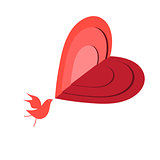 Beautiful red bird in love