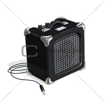 Black guitar combo amplifier with cord