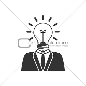 Businessman with lightbulb head icon