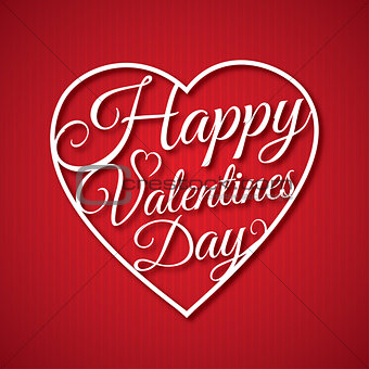 Happy Valentine s day abstract romantic background with congratulation in heart shape on red striped background.