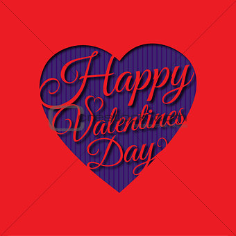 Happy Valentine s day abstract romantic background with cut congratulation in heart shape on red background.
