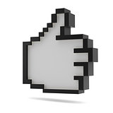 Thumbs Up. Black and white. Pixel style