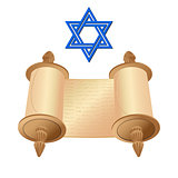 Old scroll with star of David