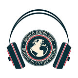 World Radio Day vintage logo in three colors.