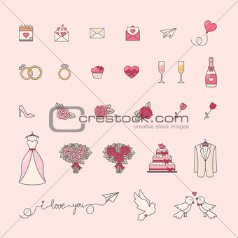 Wedding simple objects collection