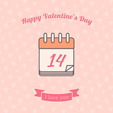 14 date calendar St. Valentine day holiday.
