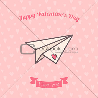 Paper plane decorated with heart.