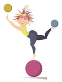 Woman do exercises with the balls