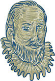 Sir Walter Raleigh Bust Drawing