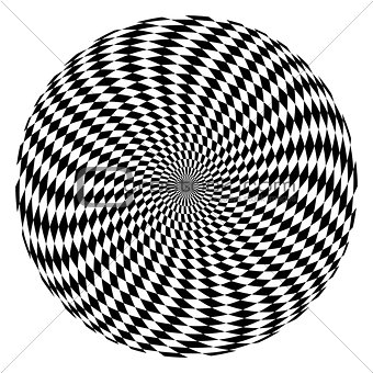  Rotation movement illusion. Circle op art pattern.