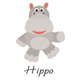 Hippos wild cartoon animal vector on white.