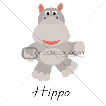 Hippos wild cartoon animal vector on white.