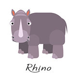 Rhinoceros wild cartoon animal vector on white.