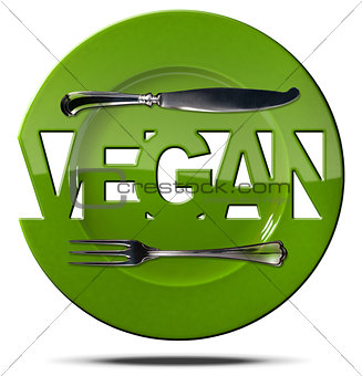Vegan Green Plate - Symbol with Cutlery