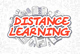 Distance Learning - Cartoon Red Word. Business Concept.