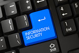 Information Security CloseUp of Blue Keyboard Button. 3D.