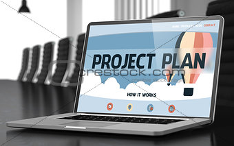Laptop Screen with Project Plan Concept. 3D.