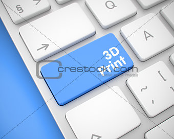 Text on Blue Keyboard Keypad - 3D Print. 3D.