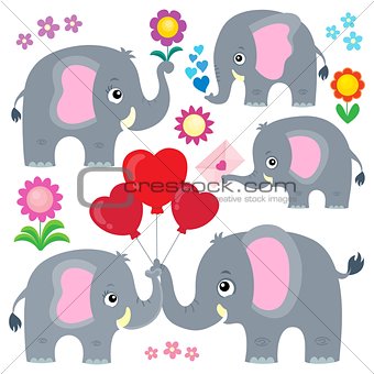 Stylized elephants theme set 4