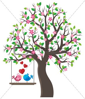 Tree with Valentine birds theme 1