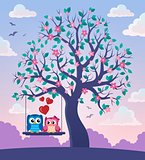 Tree with Valentine owls theme 2
