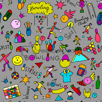Bowling, seamless pattern for your design