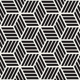 Cubic Grid Tiling Endless Stylish Texture. Vector Seamless Black and White Pattern