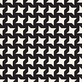 Star Line Shapes Grid. Vector Seamless Black and White Pattern