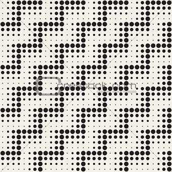 Stylish Minimalistic Halftone Grid. Vector Seamless Black and White Pattern