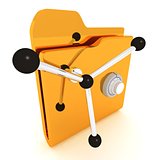 Computer icon for secure folder safe 3D illustration