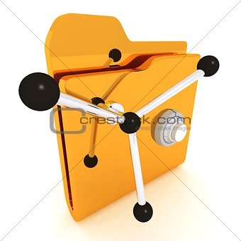 Computer icon for secure folder safe 3D illustration
