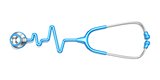 Blue stethoscope in shape of electrocardiogram line ECG, 3D