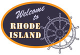 Oval sign Welcome to Rhode Island