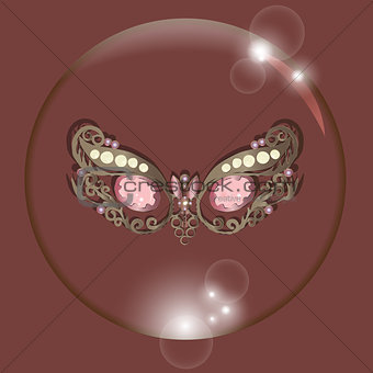 carnival mask bubble with reflections red background