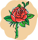 Rose Flower Bud Leaves Thorn Tattoo