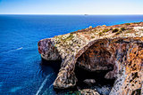 Panorama view to Blue Wall and Grotto cliffs Malta