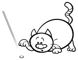 cat play with laser coloring page