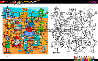 cartoon robots coloring page