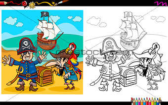 pirates with treasure coloring page