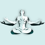 Paper cut out man in yoga position