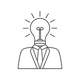 Businessman with lightbulb head line icon
