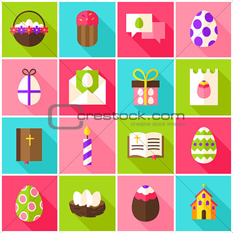 Easter Holiday Colorful Icons