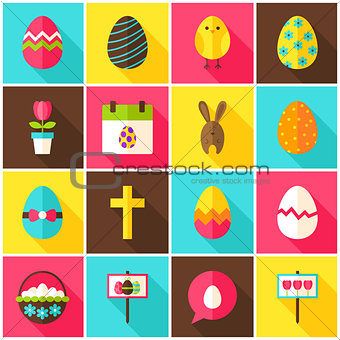 Happy Easter Colorful Icons