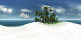 panorama 360, sea, tropical island, palm trees, sun
