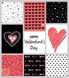Vector set of Valentine's Day hand drawn posters